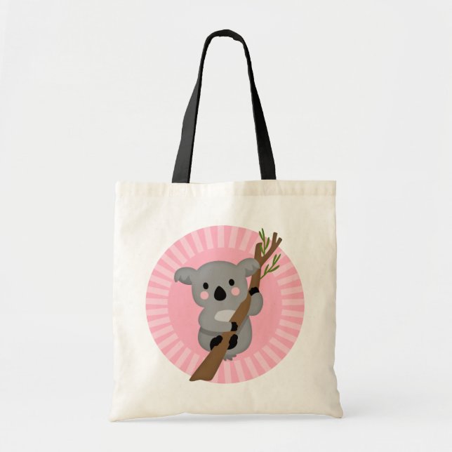 Bolso De Tela Oso de Koala - Chica gris rosado (Frente)