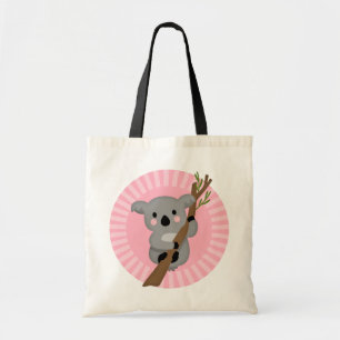 Bolso De Tela Oso de koala lindo - chica gris rosado