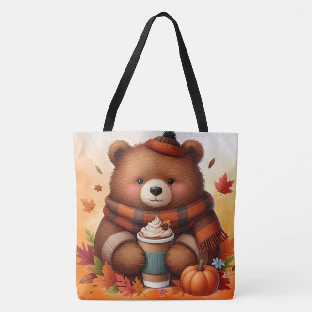 Bolso De Tela Oso de otoño rústico/vintage (Anverso)