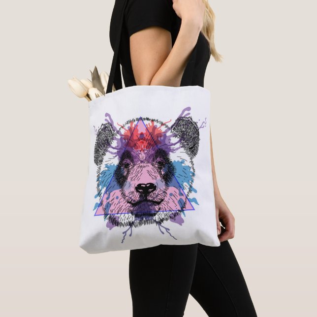 Bolso De Tela Oso de panda geométrico (Detalle)