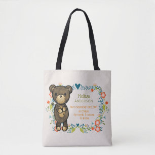 Bolso De Tela Oso de peluche con diseños florales Nacimiento de