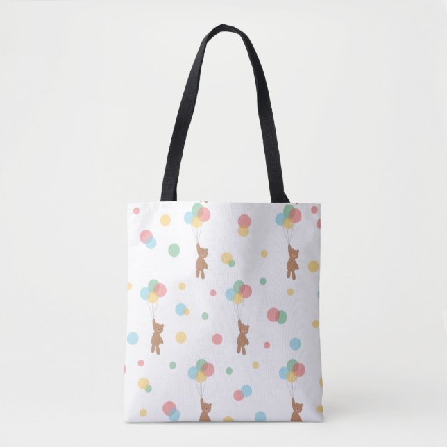 Bolso De Tela Oso de peluche con globos (Anverso)