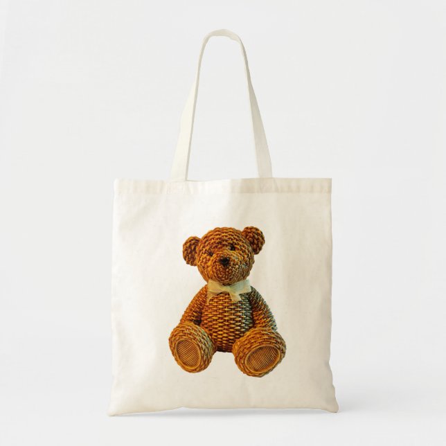 Bolso De Tela Oso de peluche de mimbre de Brown (Frente)