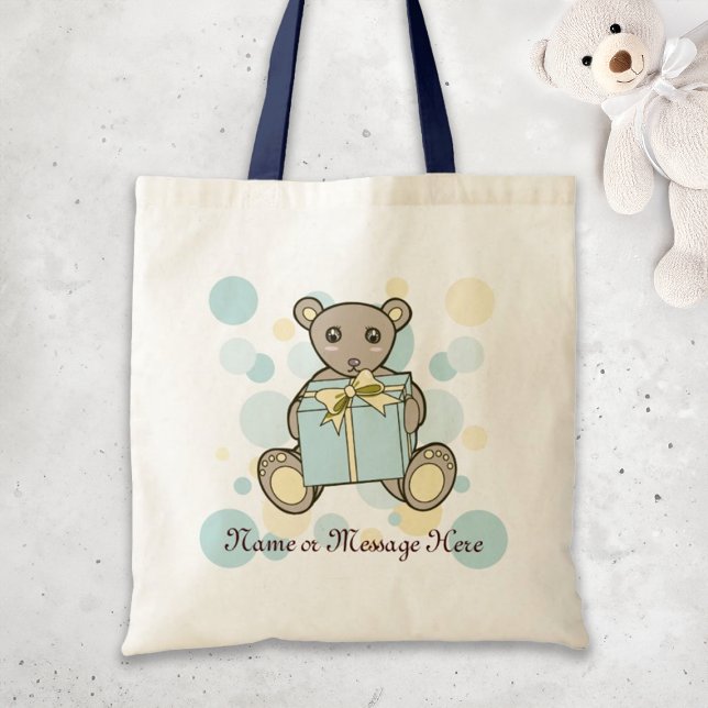 Bolso De Tela Oso de peluche dulce azul pastel y amarillo (Subido por el creador)