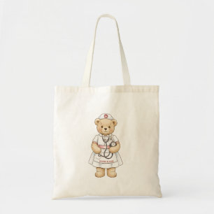 Bolso De Tela Oso de peluche enfermera personalizado con nombre