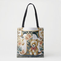 Oso de peluche floral letra T