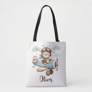 Bolso De Tela Oso de peluche piloto caprichoso personalizado