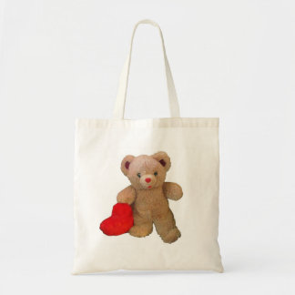 Bolso De Tela Oso de peluche rojo grande del corazón
