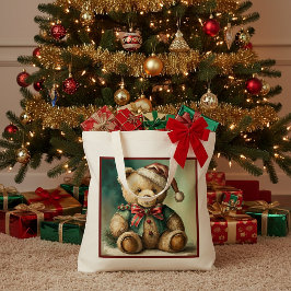 Bolso De Tela Oso de peluche vintage de Navidad