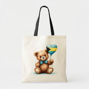 Bolso De Tela oso de peluche y globo con la bandera de las Baham