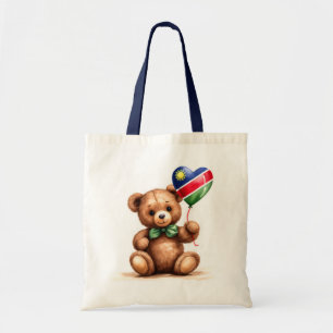 Bolso De Tela oso de peluche y globo con la bandera namibia.