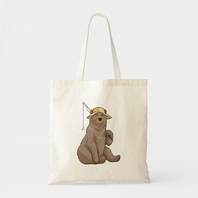 Bolso De Tela Oso de pescar con barra de pesca (Frente)