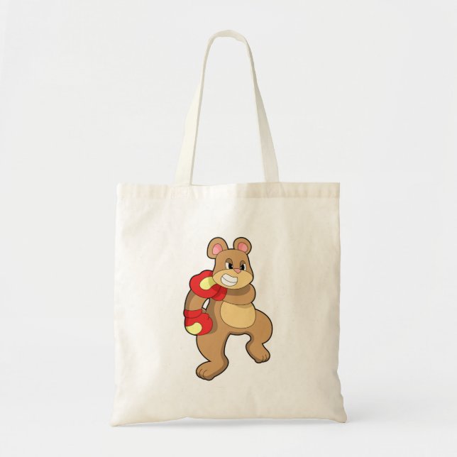 Bolso De Tela Oso en boxeo con guantes de boxeo (Frente)