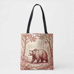 Bolso De Tela Oso en la tela forestal