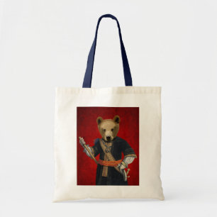 Bolso De Tela Oso en las barras azules 3