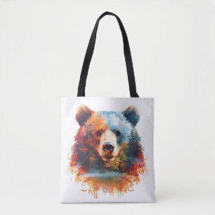 Bolso De Tela Oso en un bosque otoñal