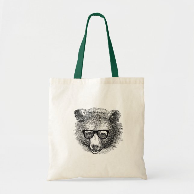 Bolso De Tela Oso hipster con gafas (Frente)