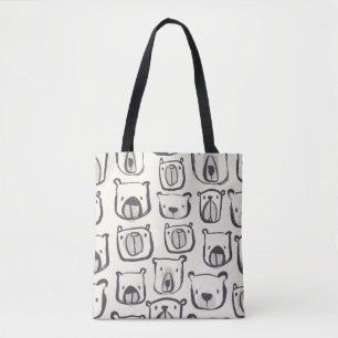 Bolso De Tela Oso lindo, patrón sin costuras dibujado a mano.