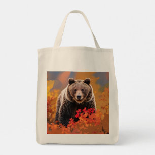 Bolso De Tela Oso marrón amistoso, oso marrón medio, tote de com