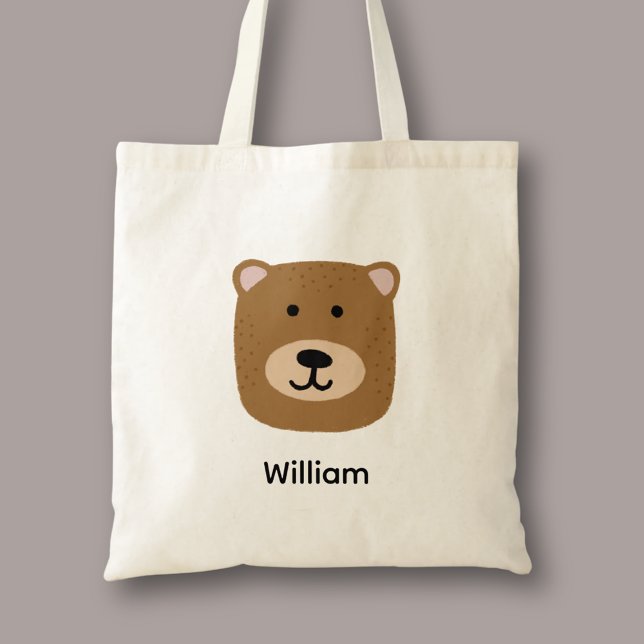 Bolso De Tela Oso marrón lindo (Cute brown bear personalized tote bag)