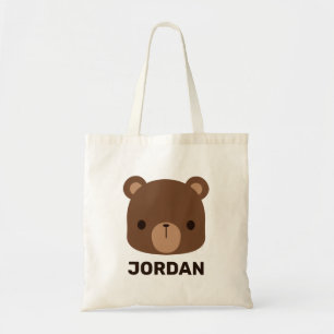 Bolso De Tela Oso marrón lindo con nombre personalizado