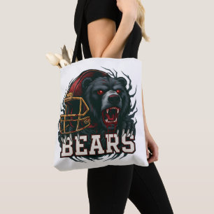 Bolso De Tela Oso Mascota de Fútbol Enojado Casco Rojo Día de Pa
