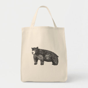 Bolso De Tela Oso negro dibujado a mano artístico