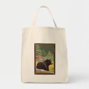 Bolso De Tela Oso Negro en el bosque - Washington