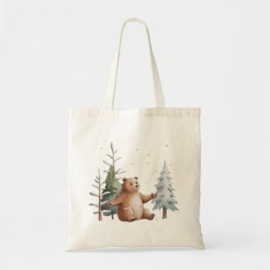 Bolso De Tela Oso nevado de invierno lindo caprichoso bosque inv