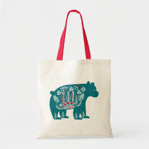 Bolso De Tela Oso nórdico de vacaciones azul escandinavo