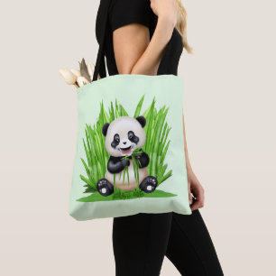 Bolso De Tela Oso Panda alimentado por plantas