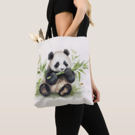 Bolso De Tela Oso Panda Con Bambú