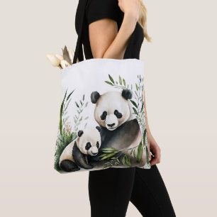 Bolso De Tela Oso Panda Con Cubo