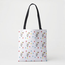 Bolso De Tela Oso panda con globos blanco