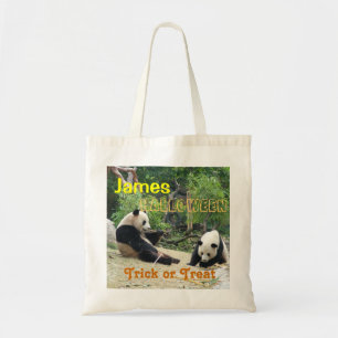 Bolso De Tela Oso panda gigante y bambú Halloween truco o trato