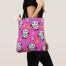 Bolso De Tela Oso Panda Kawaii Rosa Moderno Corazones