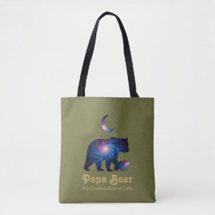 Bolso De Tela Oso Papa Cósmico y Cachorro