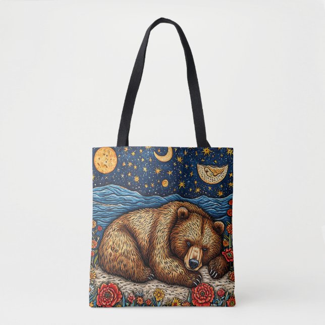 Bolso De Tela Oso pardo durmiendo (Anverso)
