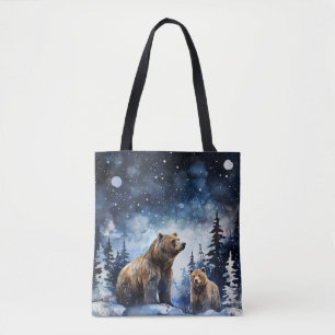 Bolso De Tela Oso Pardo y Bebé