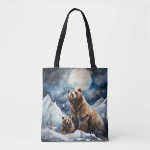 Bolso De Tela Oso Pardo y Bebé