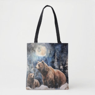 Bolso De Tela Oso Pardo y Bebé