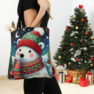 Bolso De Tela Oso Polar Caprichoso de Navidad