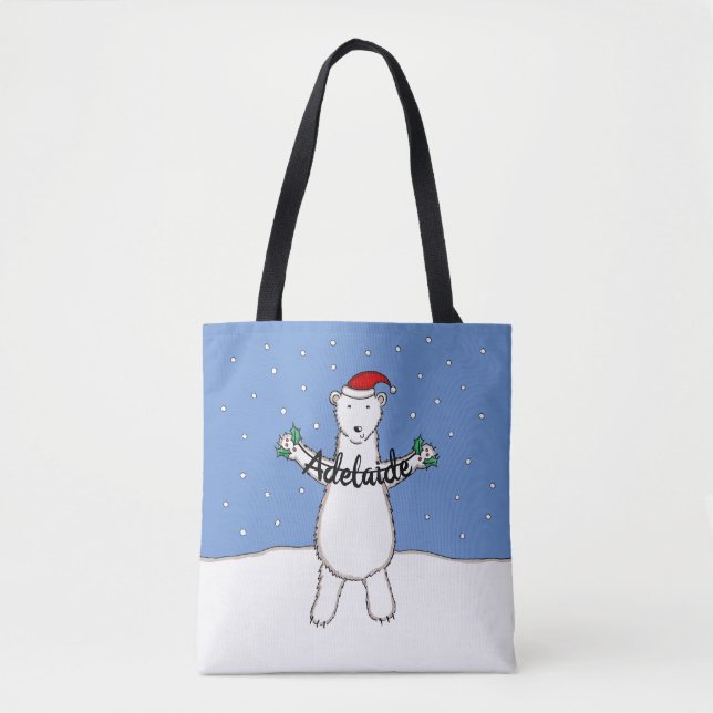 Bolso De Tela Oso polar de Navidades personalizados (Anverso)