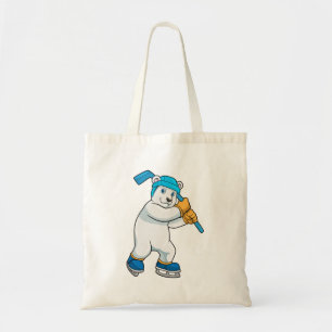 Bolso De Tela Oso polar en hockey sobre hielo con palo