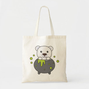 Bolso De Tela Oso Polar Feliz Halloween Cauldron Bat Tote Bag