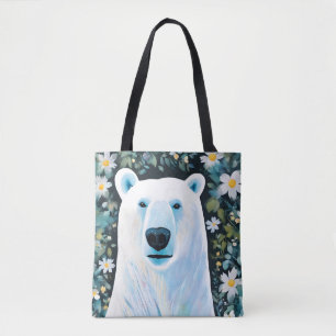 Bolso De Tela Oso Polar Floral