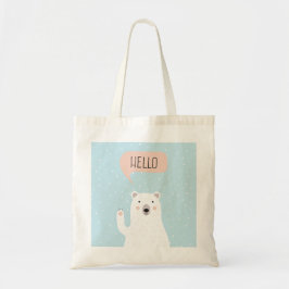 Bolso De Tela Oso polar lindo en la nieve dice Hola