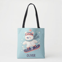 Bolso De Tela Oso polar lindo en snowboard personalizado