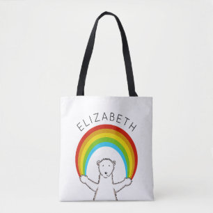 Bolso De Tela Oso polar y arcoiris personalizados
