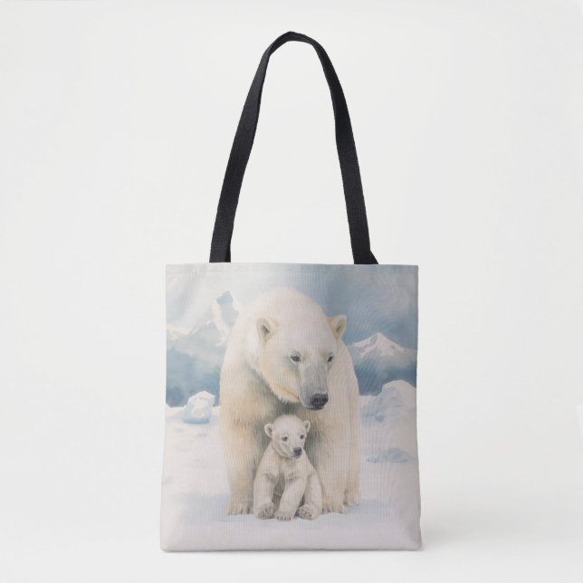 Bolso De Tela Oso Polar y Elegancia Cubo Ártico (Anverso)